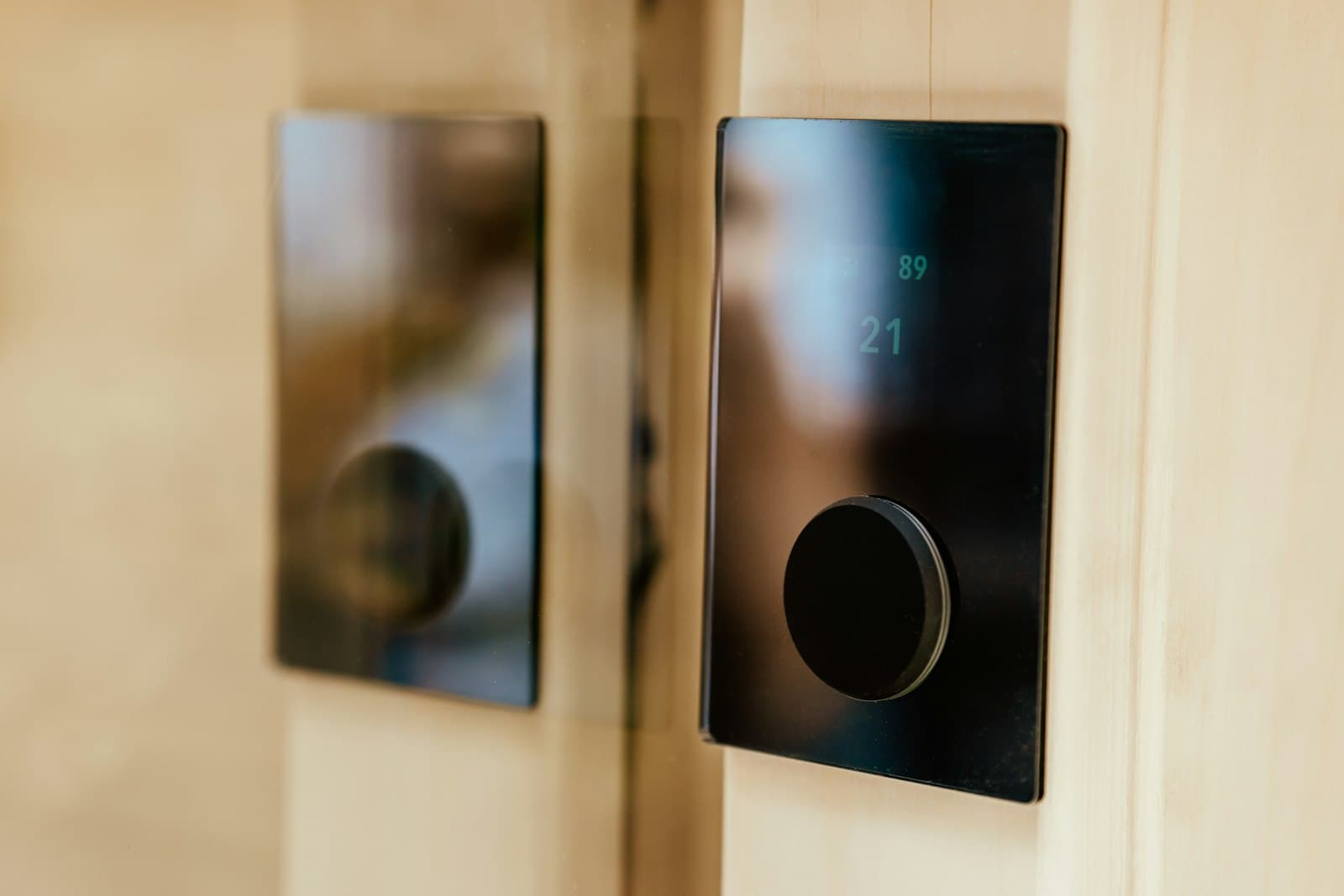 Modern wall-mounted smart home control panels for Loxone automation