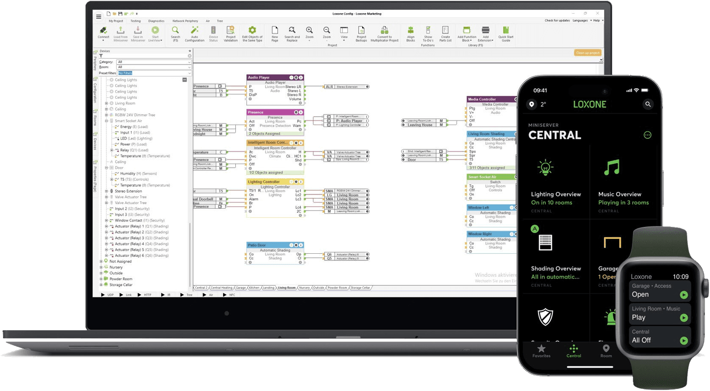 The Loxone App on iPhone, Apple Watch and Mac
