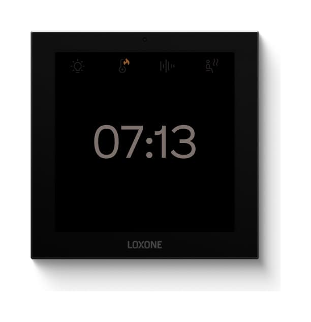 Loxone Touch Pure switch — one tap runs the whole house