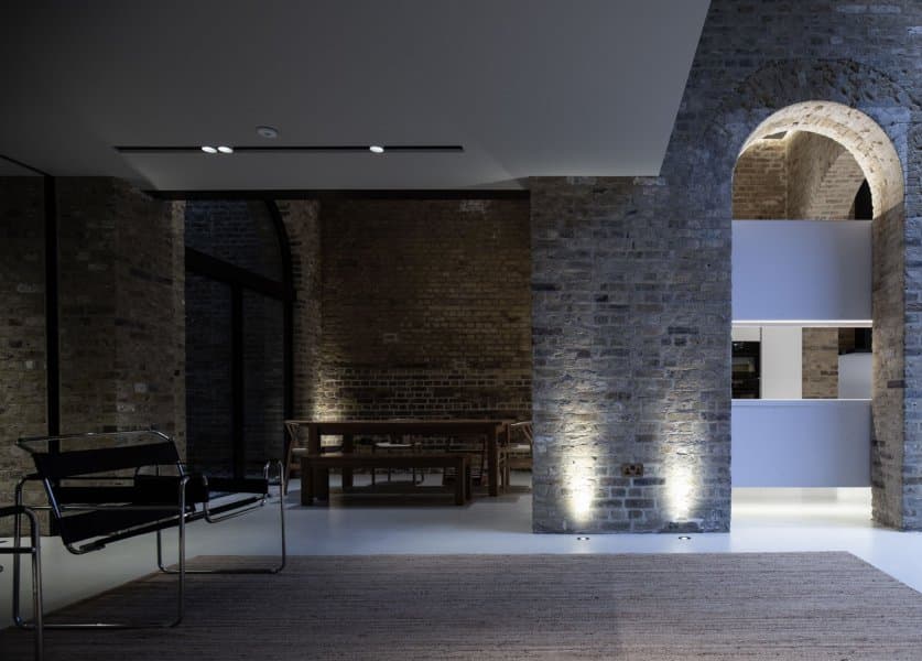Communal ground floor of Station House, a London warehouse conversion with building-wide Loxone control